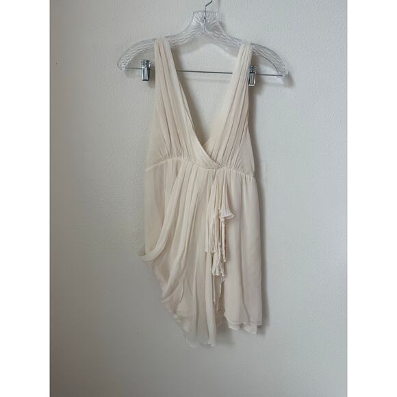 Alice + Olivia Light Pink/Cream Silk Chiffon Drape Dress Size Small - Picture 2 of 9
